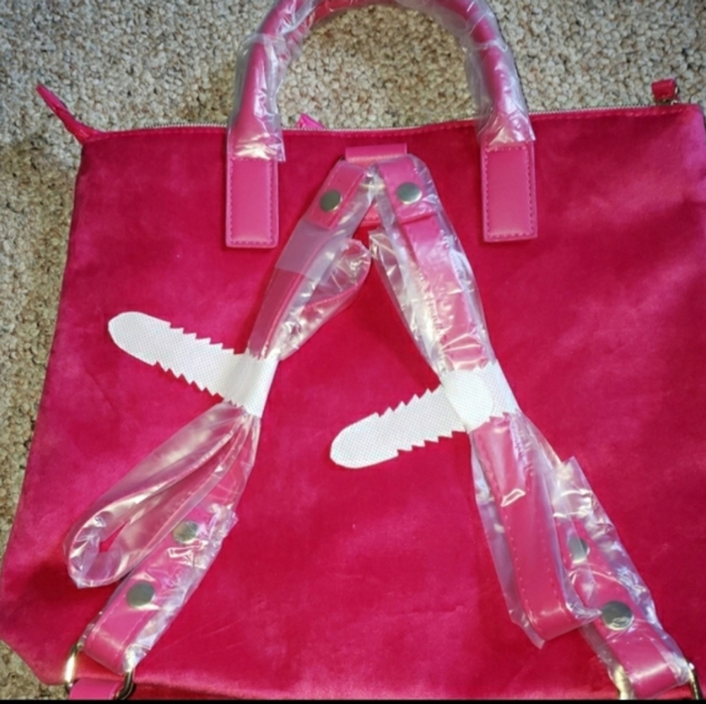Juicy Couture hot pink velvet bag tote or shoulder - Picture 4 of 8